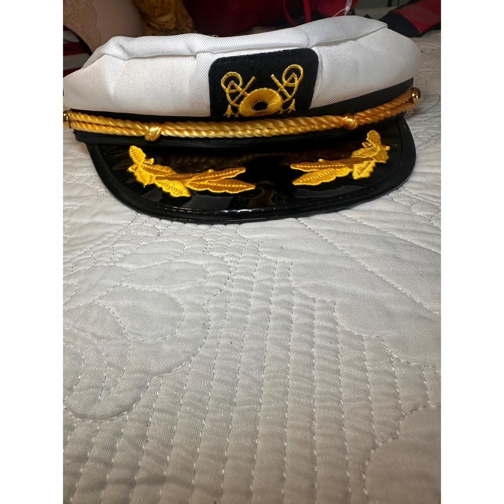 Unbranded Captain Hat Women OS White Nautical Sailor Yacht Snapback Costume